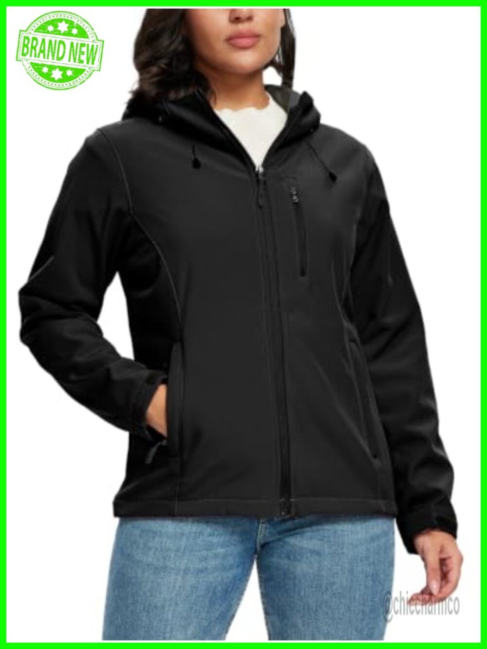 SaphiRose Women's Waterproof Softshell Fleece Lined Hooded Jacket